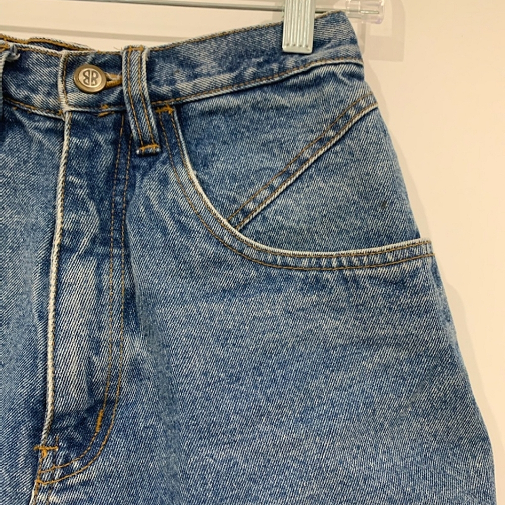 bill blass High-Waist Rolled Hem Denim Shorts in Blue - Picture 4 of 9